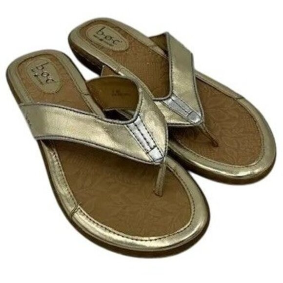 B.O.C. Born Concept Womens Sandals Size 9M Metallic Gold Cushioned Footbed Thong - Picture 5 of 6